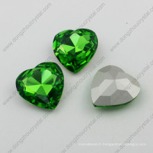 Pierres de bijoux de strass de 28 * 28mm Peridot Point Bak